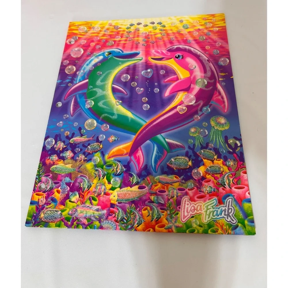 Lisa‎ Frank Y2K 2-Pocket Folder Dancing Dolphins and Coloring Book Bundle